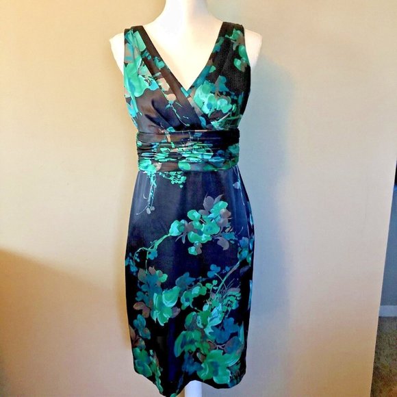 Evan Picone Dresses & Skirts - Evan-Picone Dress Womens 6 Used Black Green Blue Gray Career Cocktail Floral